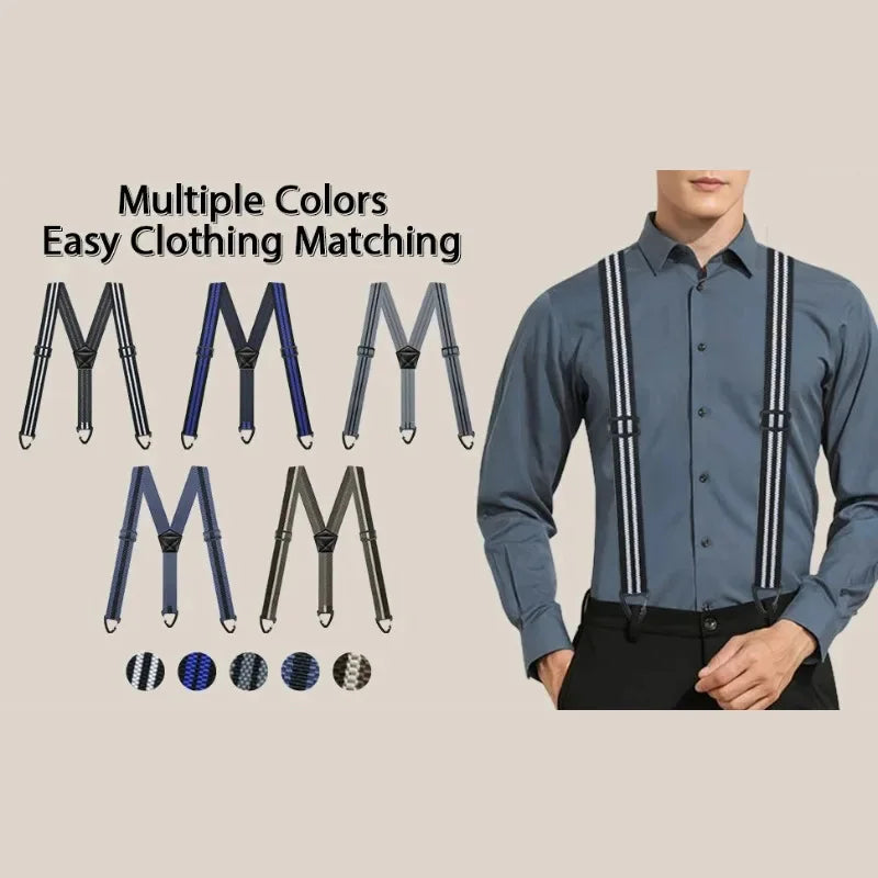 Hidden Suspenders for Men Heavy Duty Work Under Y Back Suspender Clothes 1.5 Inches with 3 Snap Loop