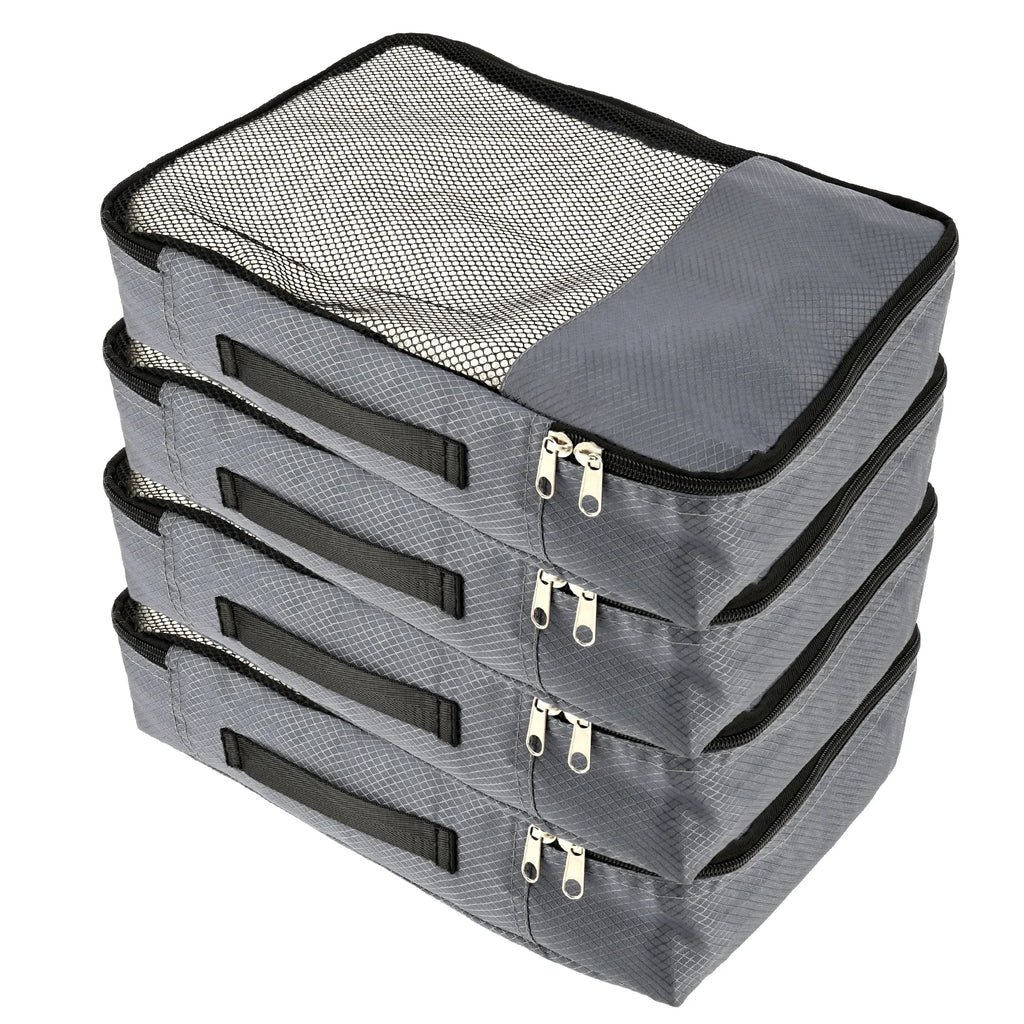4 Pcs Travel Compressed Packing Cubes Storage Bag With Shoe Bag Mesh Waterproof Portable Suitcase Handbag Luggage Organizer