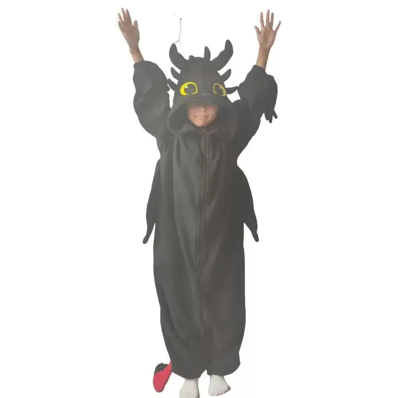 Black White Dragon Onesie Pajamas Kigurumi Unicorn Jumpsuit Animal Pijamas Christmas Halloween Cosplay Costume Cute Outfits
