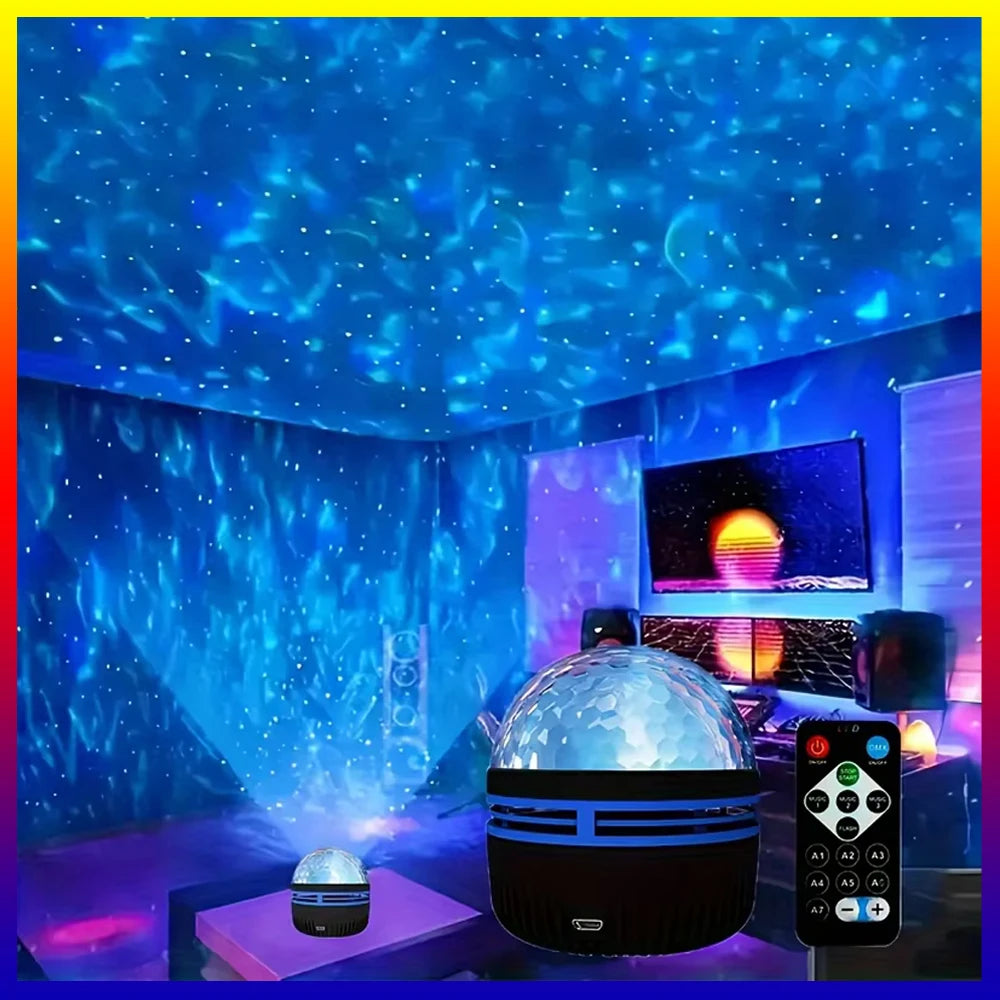 LED Starry Night Sky Projector Aurora USB Remote Control RGB Galaxy Light 7 Modes for Home Bedroom Game Room Party Decoration