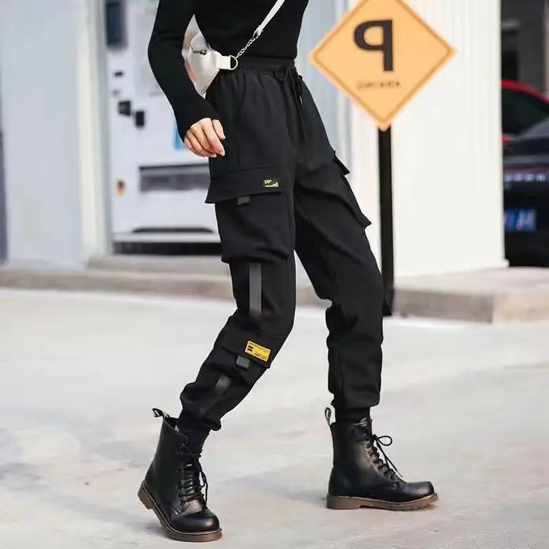 Women's Joggers Casual Sports Girls Fashion Hip-hop Streetwear Pants Fashion Cargo Pants Female Dance Sweatpants Trousers Black