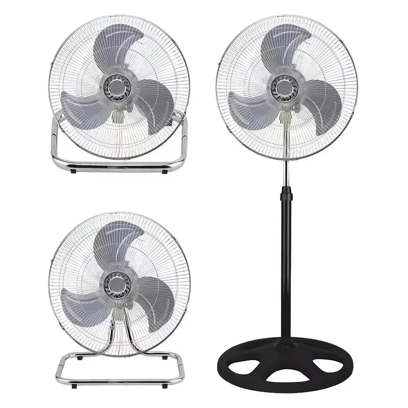 18\" Pedestal Floor & Wall Fan with Aerodynamic Blades 3 Speeds Mechanical Control Electric Power Source Metallic Finish