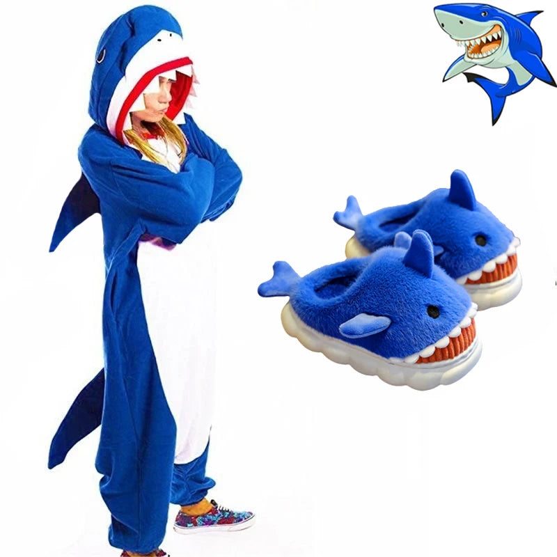 Blue Shark Onesie Pajamas Kigurumi Unicorn New Animal Men Women Adult  Cartoon Soft Halloween Party Costumes Jumpsuits Slipper