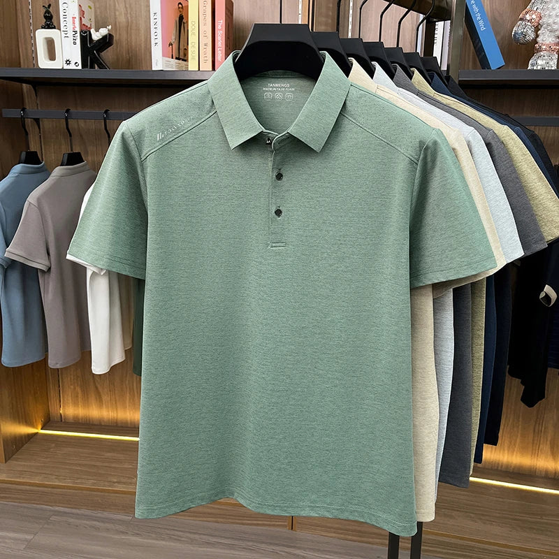 Mens Heathered Polo Shirts Short Sleeve Casual Business Golf Shirt Breathable Quick Dry Lightweight Summer Tops for Men