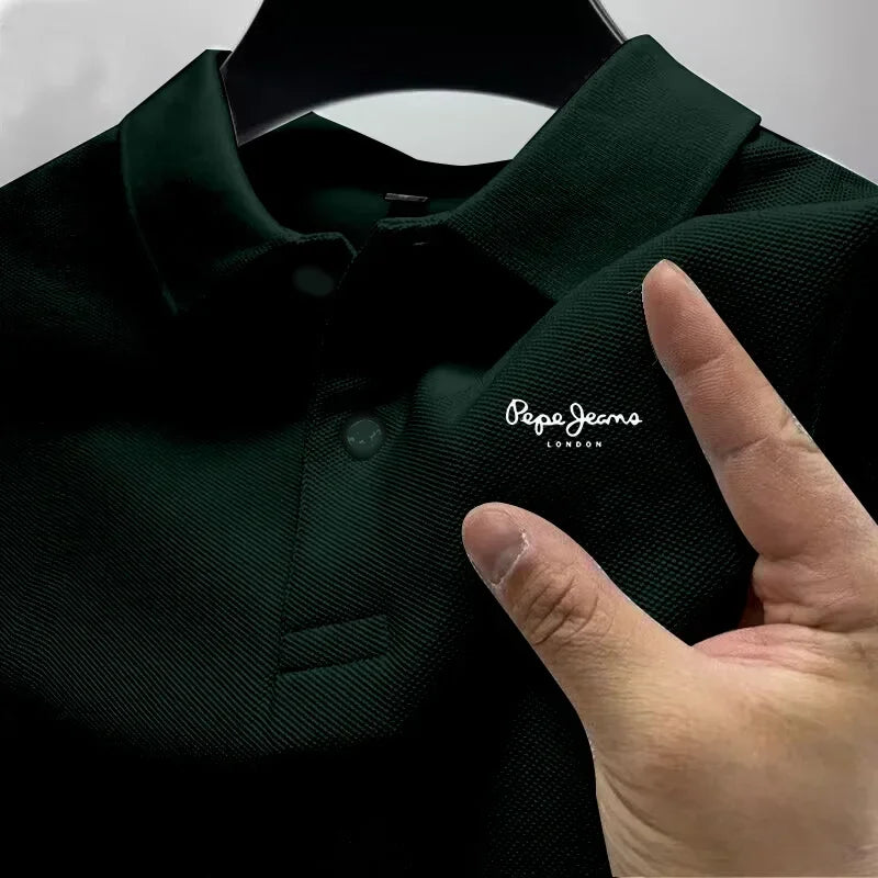 Men's Short Sleeve Polo Shirt  New Business Casual Breathable Top Fashion Summer Golf Solid Color Polos