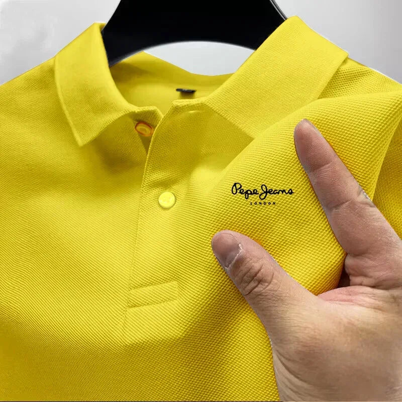 Men's Short Sleeve Polo Shirt  New Business Casual Breathable Top Fashion Summer Golf Solid Color Polos