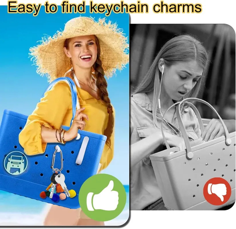 Key Holder for Bogg Bag, Accessories for Bogg Bags Original X Large, Insert Charm Carabiner Keychain for Beach Bag