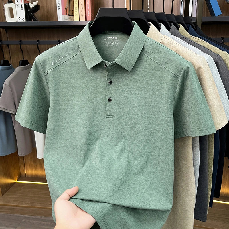 Mens Heathered Polo Shirts Short Sleeve Casual Business Golf Shirt Breathable Quick Dry Lightweight Summer Tops for Men