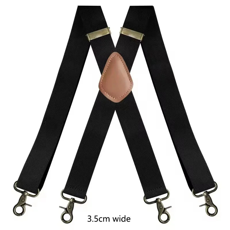 Heavy Duty Work Suspenders for Men X-Back Gripper Clasps Adjustable Strap Fully Elastic Adult Widen Men's Suspender
