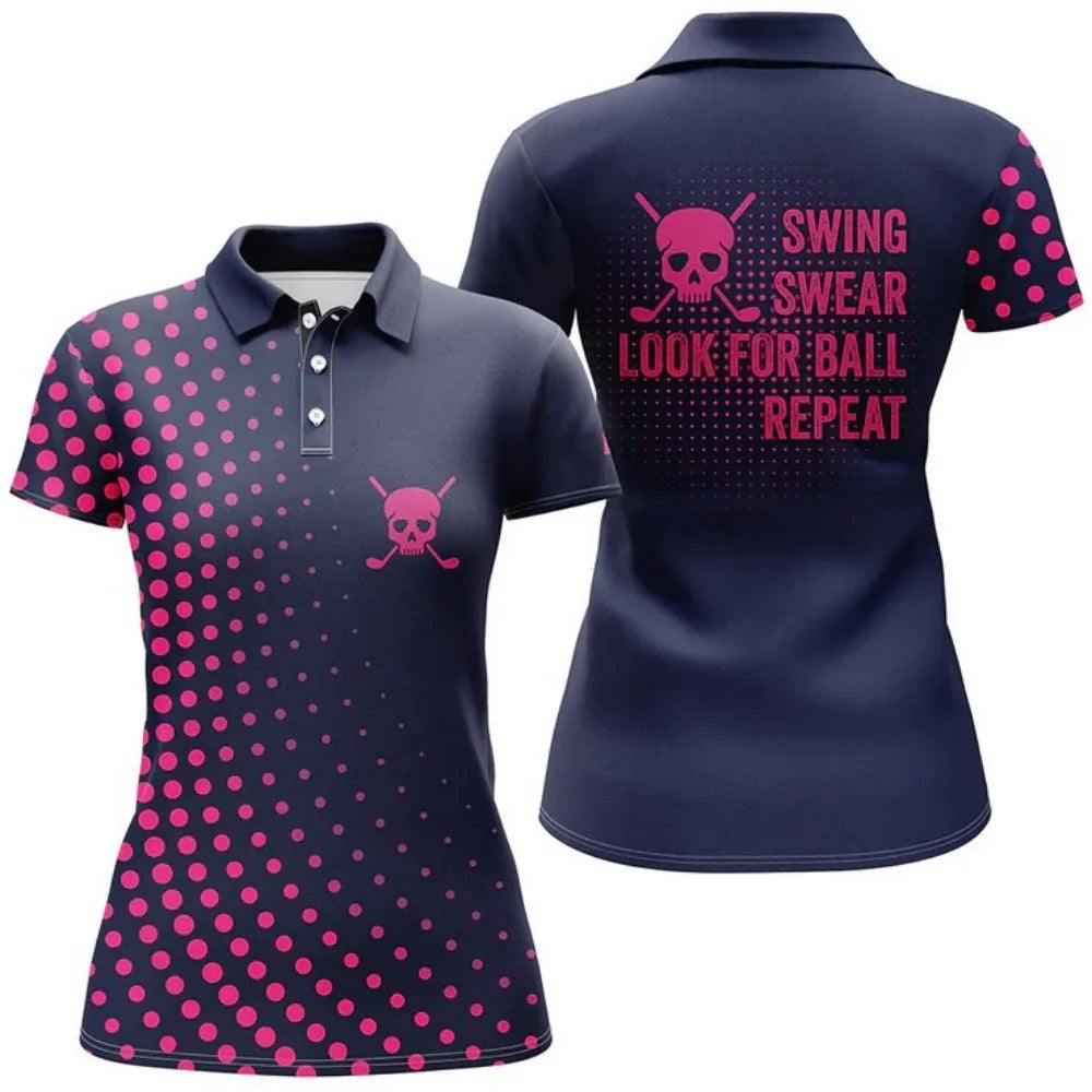 2026 Summer Golf Shirt Short Sleeve Collared Shirt New Women's Polo Shirt Printed Work Sports Casual Women's T-Shirt Top