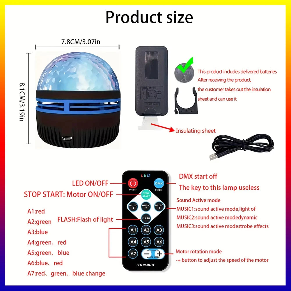 LED Starry Night Sky Projector Aurora USB Remote Control RGB Galaxy Light 7 Modes for Home Bedroom Game Room Party Decoration