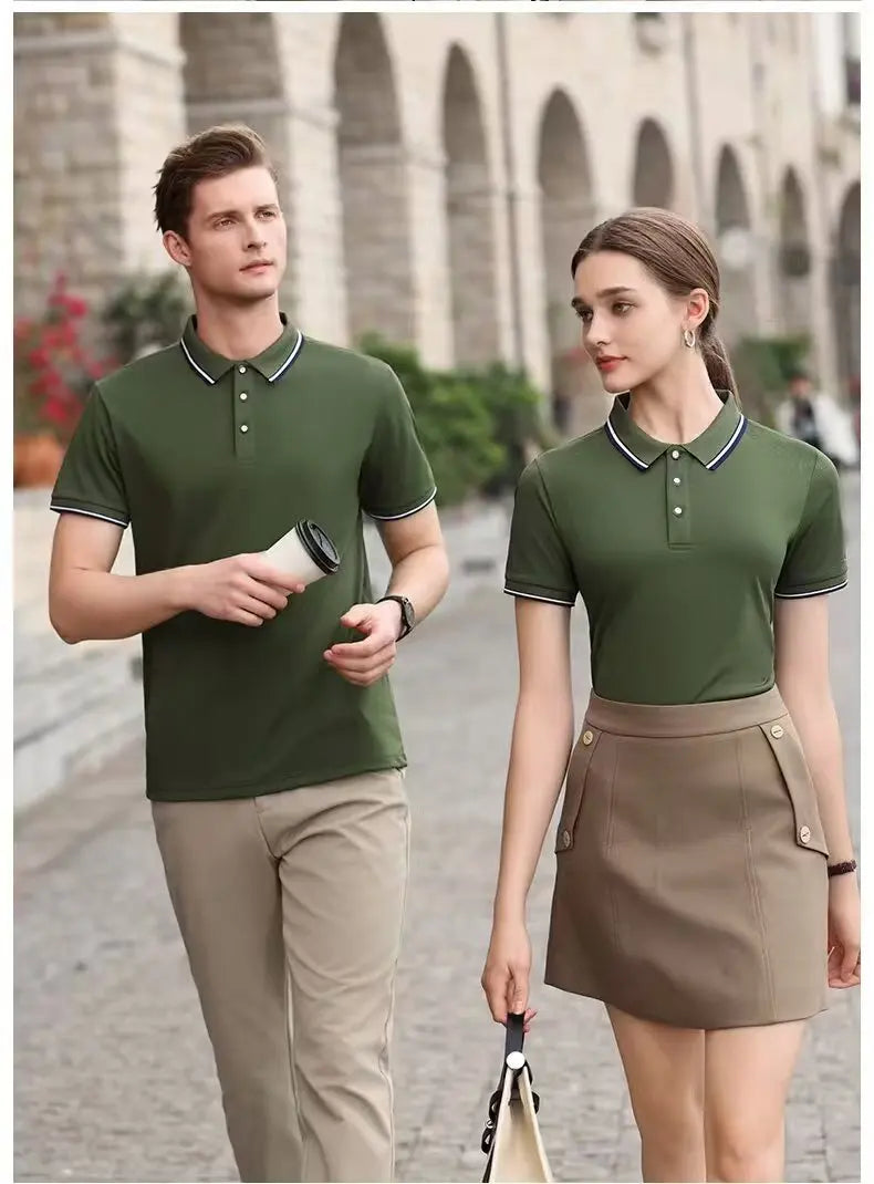 Classic Men Short Sleeve Polo Shirt 100% Mercerized Cotton Breathable Summer Golf Business Casual Athletic Tops
