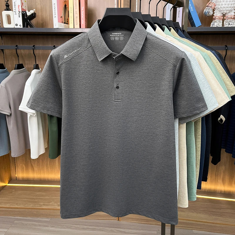 Mens Heathered Polo Shirts Short Sleeve Casual Business Golf Shirt Breathable Quick Dry Lightweight Summer Tops for Men