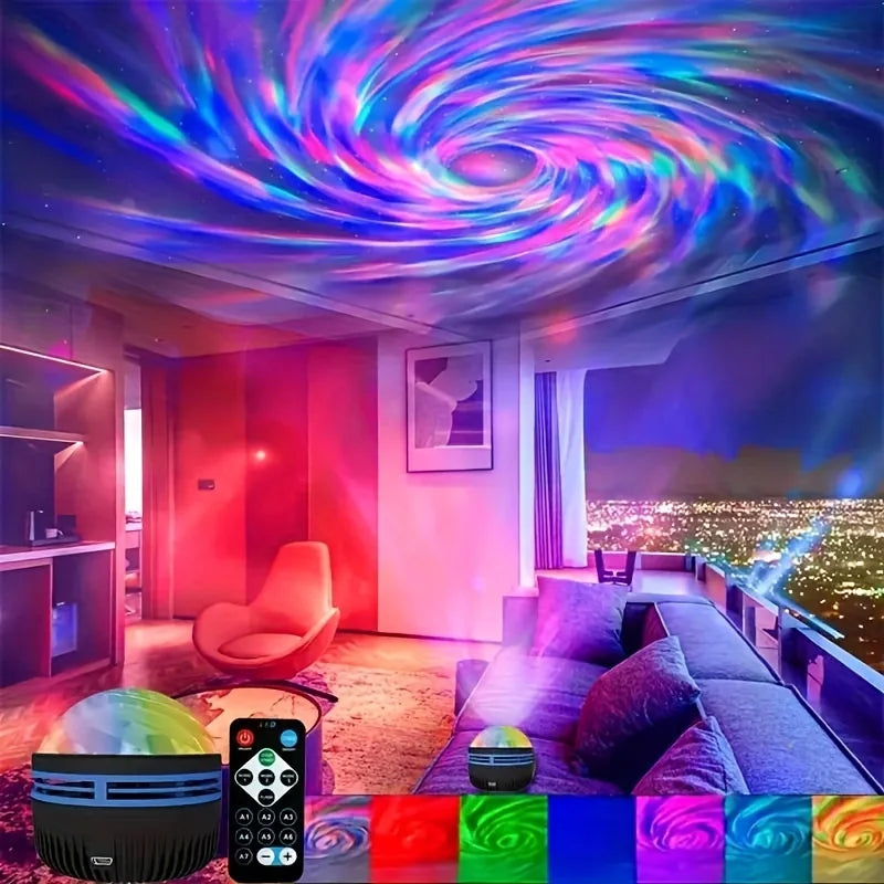 Aurora Starry Sky Projector LED Stage Light with Remote Galaxy Star Projector 7 Lighting Effects for Wedding Party Decoration
