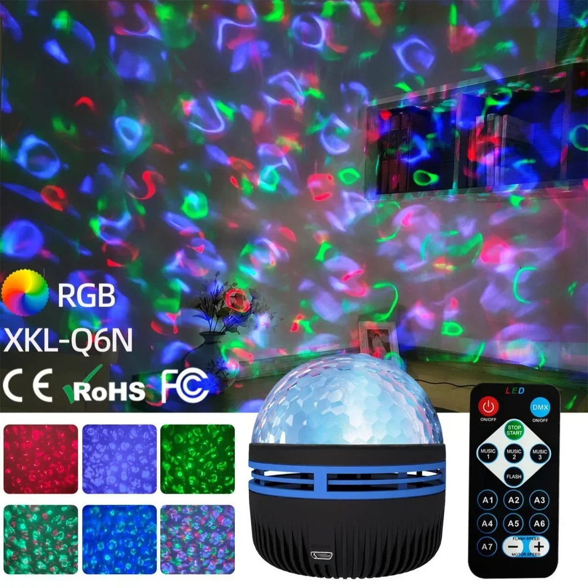 Galaxy Starry Sky Projector Light USB Remote Control Rotating Multicolour Night Light for Bedrooms Ambiance Christmas Decoration