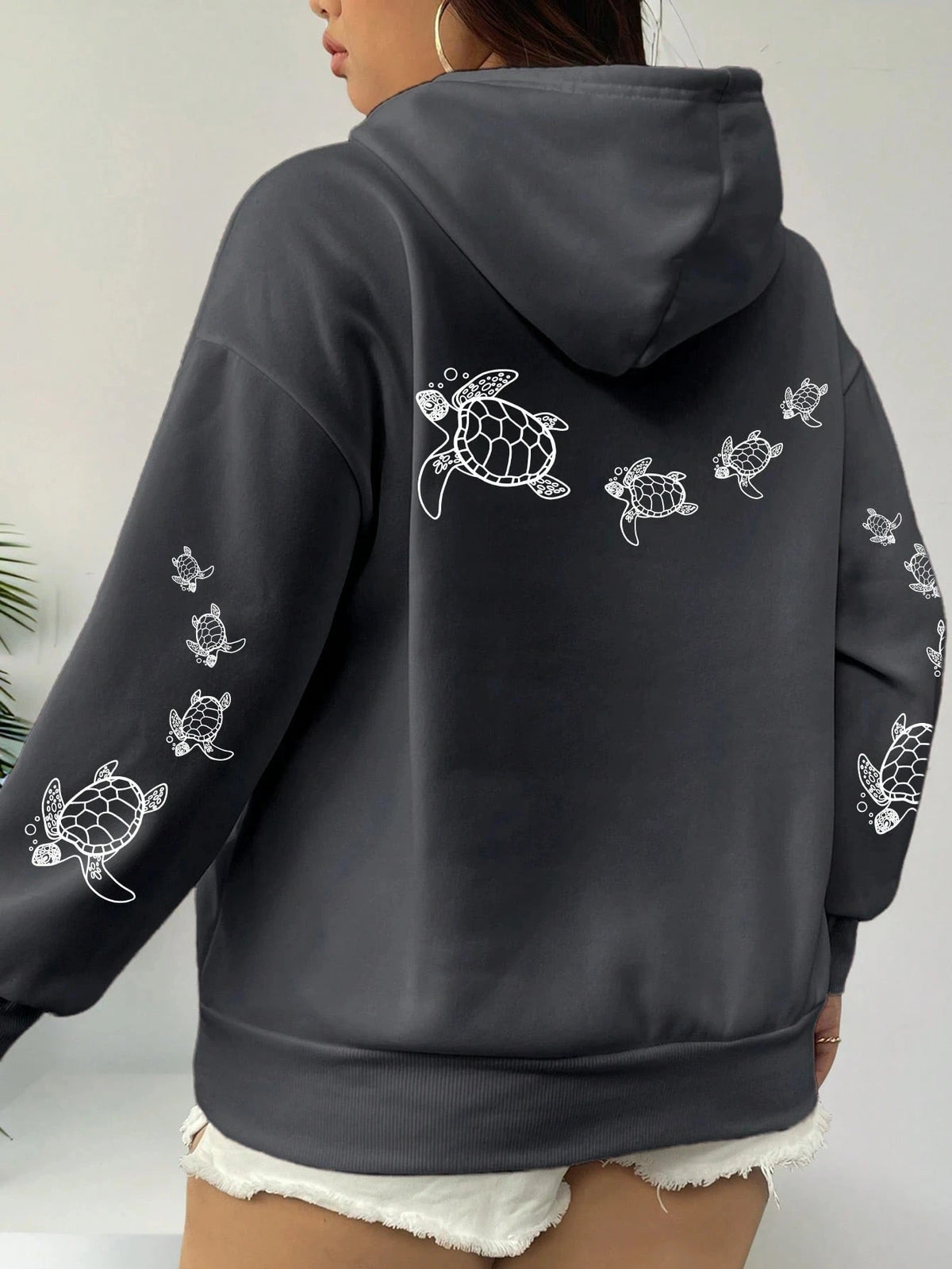 Creative Turtle Swimming Prints Women Clothing Hoodie Warm Sport Tops All-Match Comfortable Sportswears Soft Trendy Clothes