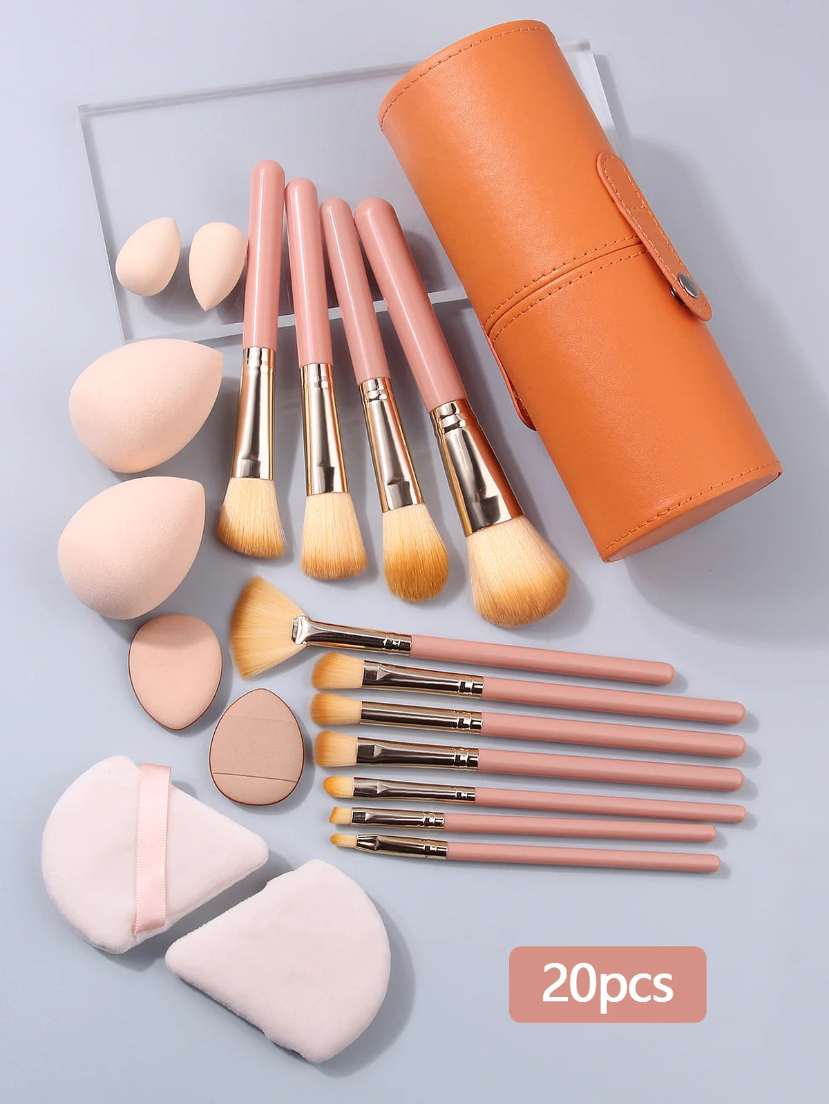 20/14/1PCS Professional Makeup Brush Set: 11 Brushes, Makeup Sponges, Powder Puffs, and Makeup Buckets