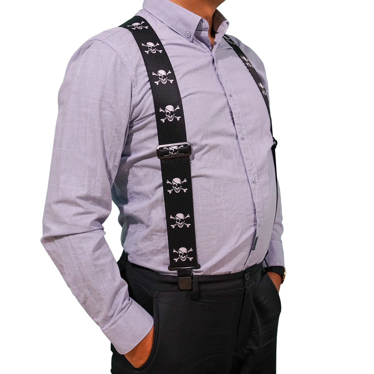 Suspenders Man For Pants 2" Wide Adjustable and Elastic Braces X Shape With Strong Clips - Heavy Duty Elastic Braces For Men