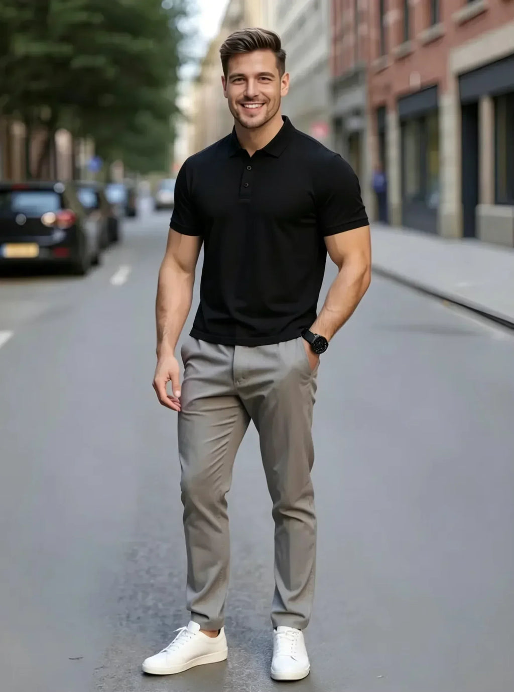 Men's Summer High-End Golf Short-Sleeved Polo Shirt with Collar,Solid Color,Breathable,Office Casual,High-Quality Men's Clothing