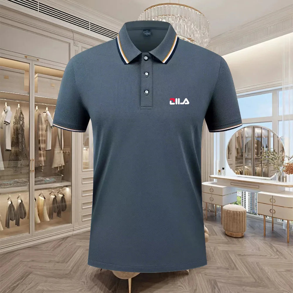 Classic Men Short Sleeve Polo Shirt 100% Mercerized Cotton Breathable Summer Golf Business Casual Athletic Tops