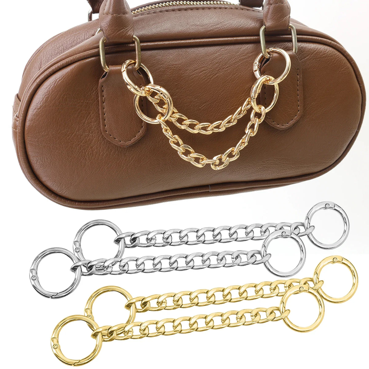 14.5cm Bag Strap Extender DIY Handbag Purse Chain with Metal Buckles for Purses Handbags Wallet Clutch Shoulder Crossbody Bags