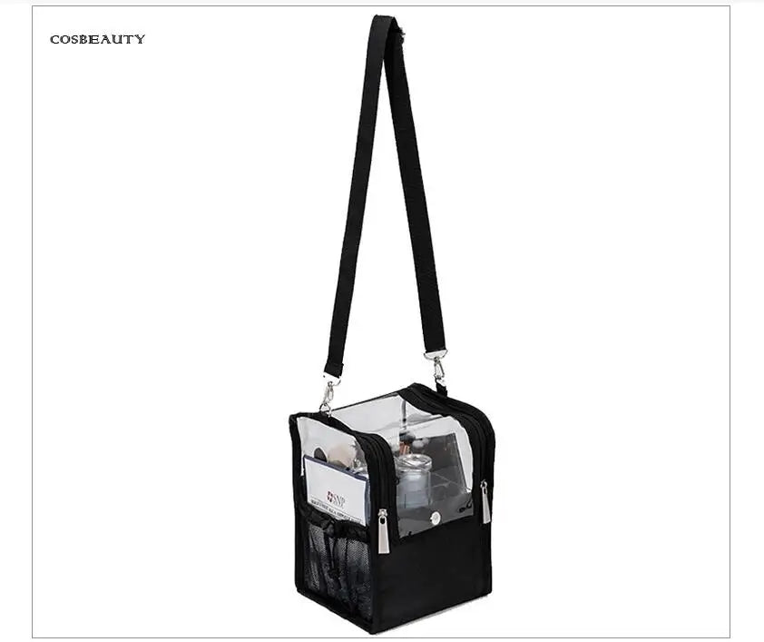 Travel Makeup Case With Acrylic Divider Organizer Storage with Makeup Brush Holder Case Stand-up Cosmetic Bag Artist Travel Bag