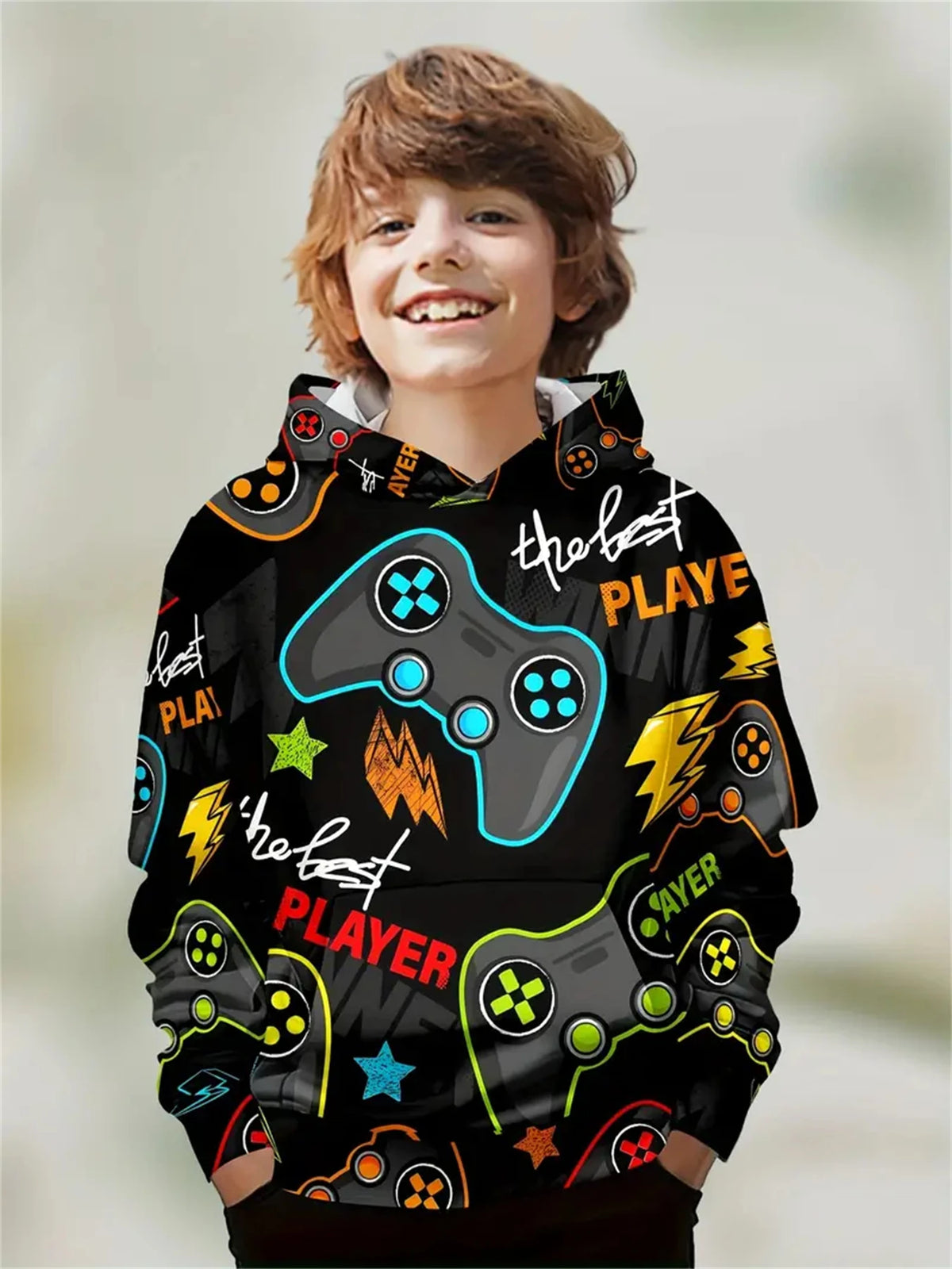 Child Sweatshirt Boys' Fashion Motocross Racing 3D Printed Casual Hoodie Long Sleeve Polyester Sport Tops Pullover Kids Clothes