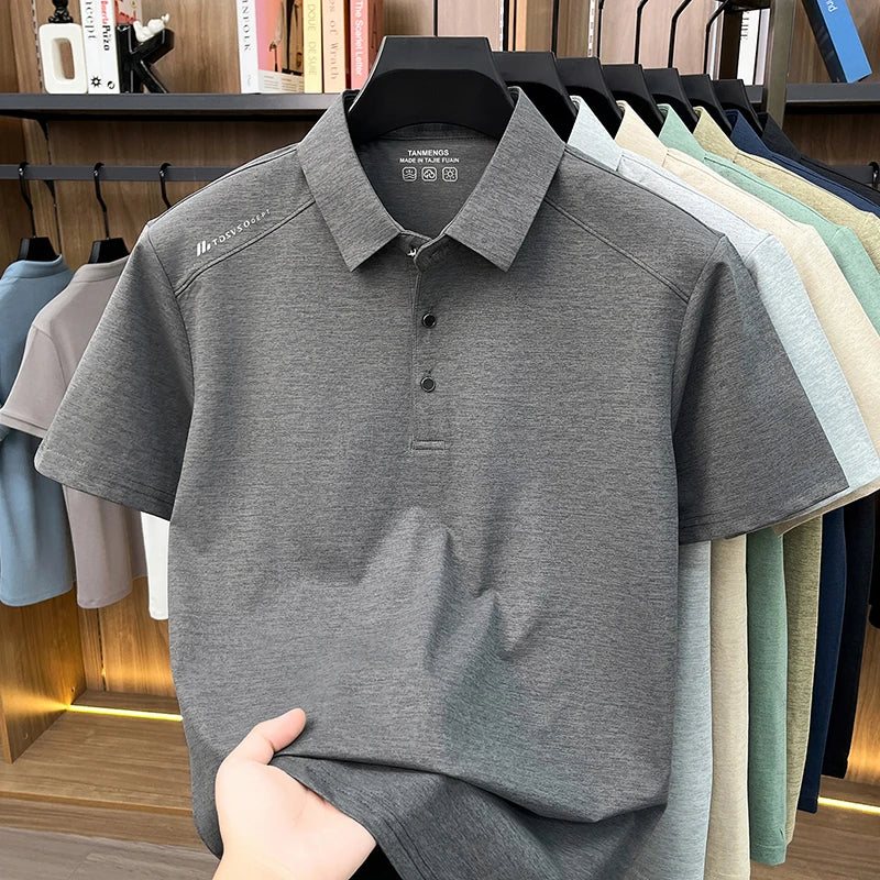 Mens Heathered Polo Shirts Short Sleeve Casual Business Golf Shirt Breathable Quick Dry Lightweight Summer Tops for Men