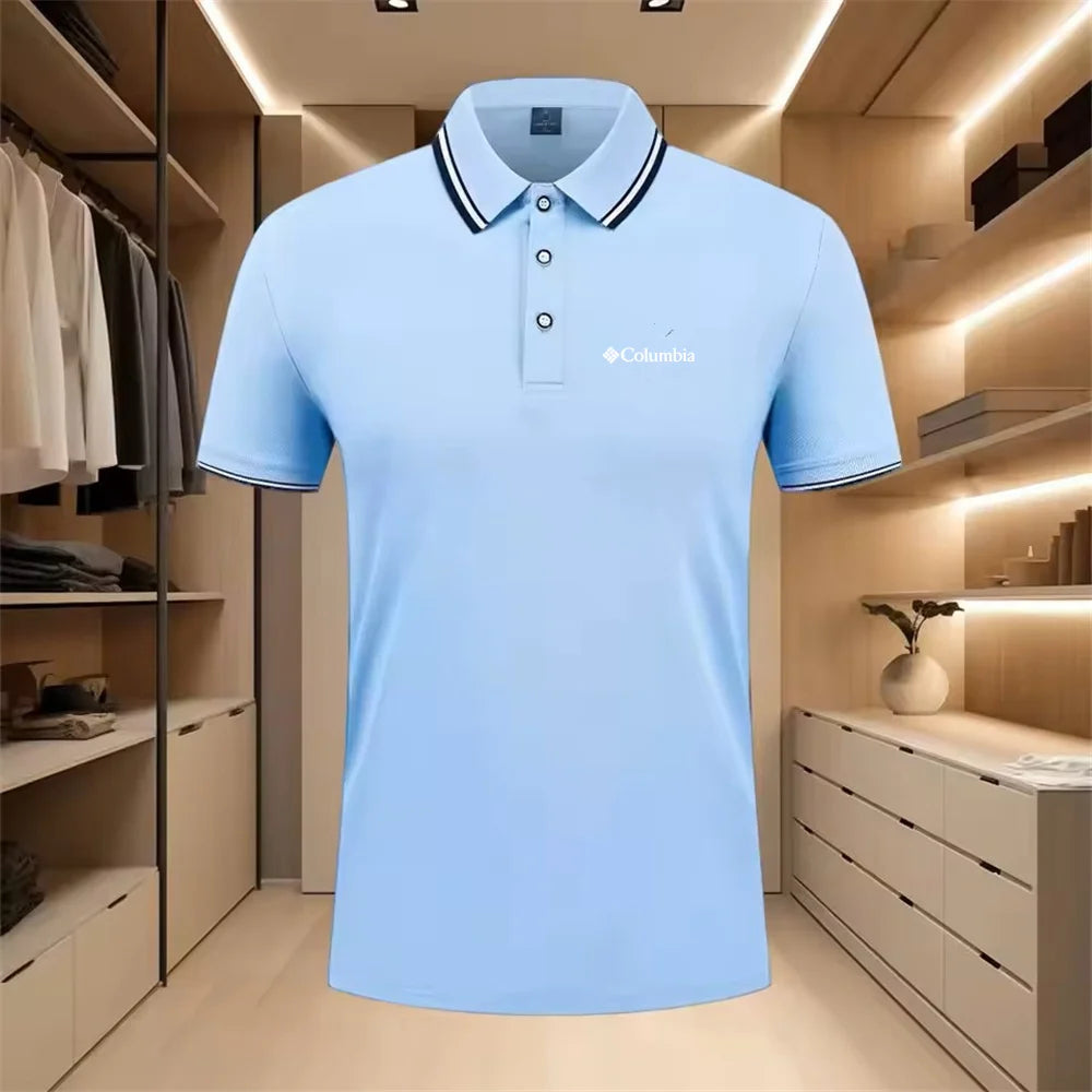 Men'S Casual Short Sleeve Polo Shirt with Print Striped Color Block Design Sporty Style Collared Golf Shirt for Summer