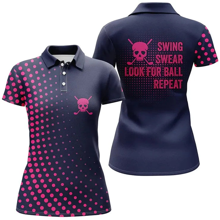 2026 Summer Golf Shirt Short Sleeve Collared Shirt New Women's Polo Shirt Printed Work Sports Casual Women's T-Shirt Top