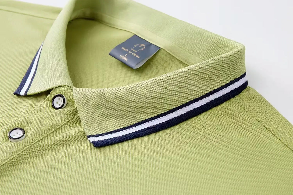 Classic Men Short Sleeve Polo Shirt 100% Mercerized Cotton Breathable Summer Golf Business Casual Athletic Tops