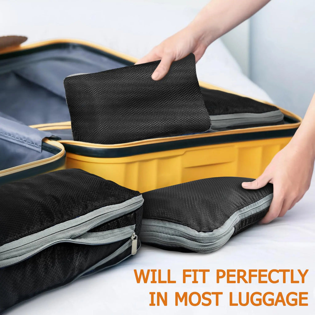 4pcs Large Capacity Travel Compression Packing Cubes Bag Portable Waterproof Suitcase Clothes Organizers For Travel Home Storage