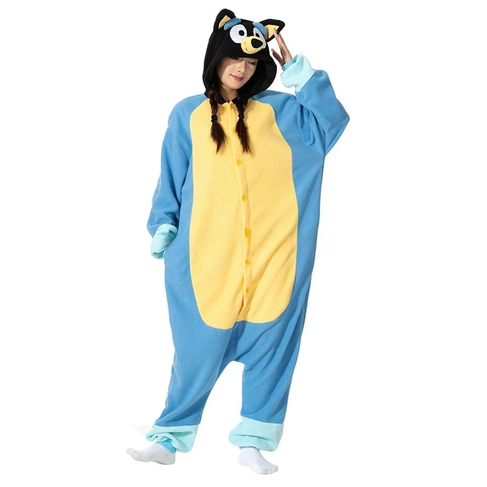 Animal Kigurumi Costume Halloween Onesie Blue Dog For Women Men Adult Kids Pyjamas Cartoon Pajama Cosplay Party Homewear