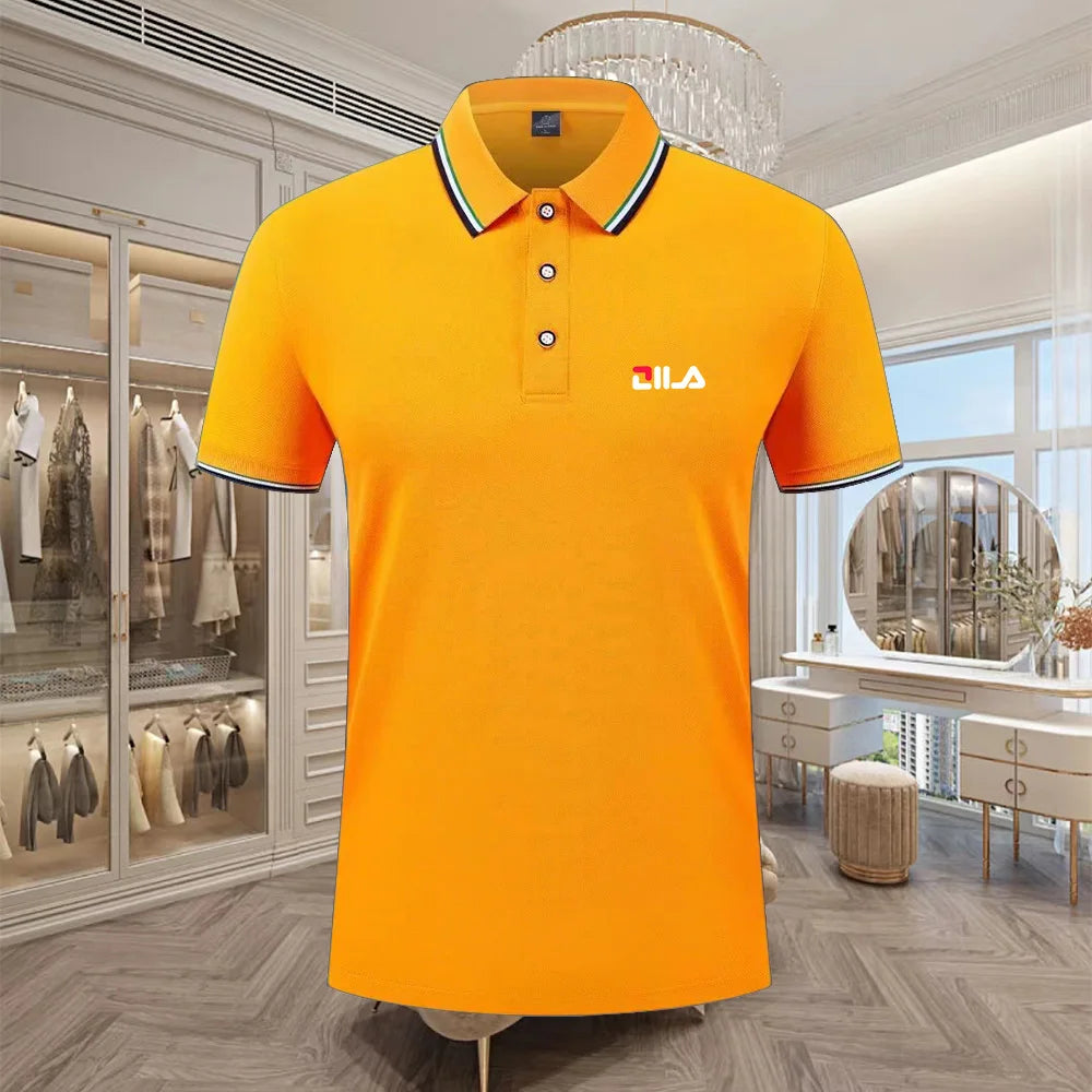 Classic Men Short Sleeve Polo Shirt 100% Mercerized Cotton Breathable Summer Golf Business Casual Athletic Tops