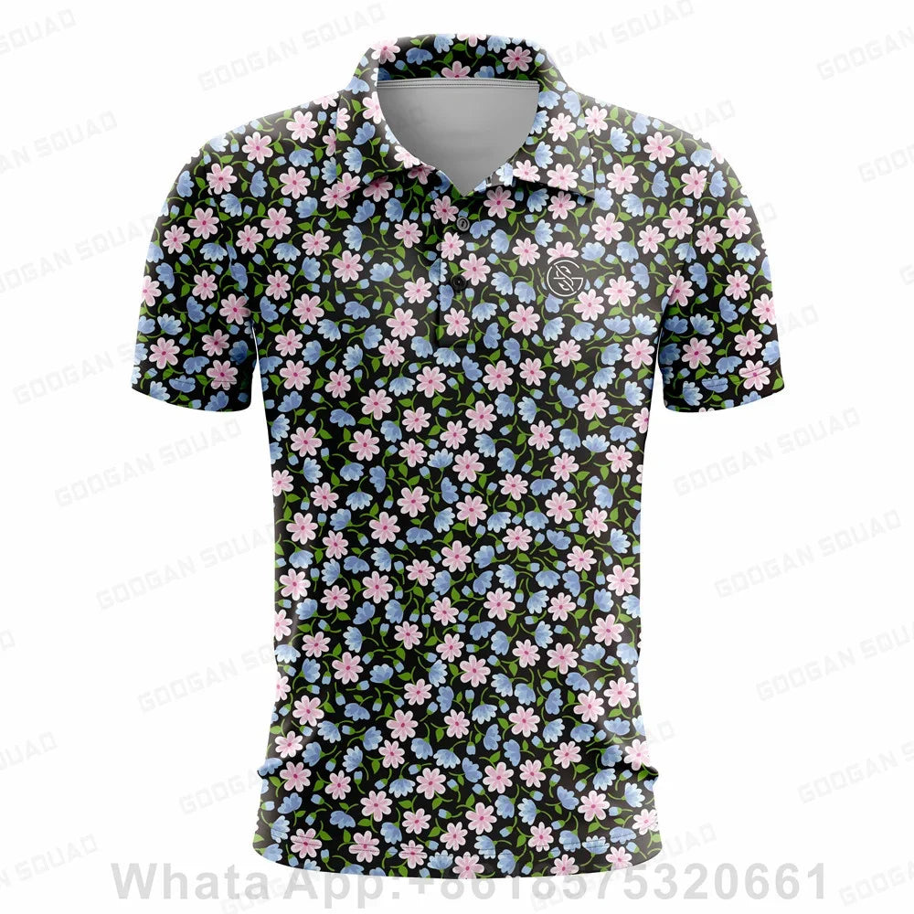 Summer Casual T-shirts Mens Short Sleeve Polo Shirts Lapel Button Work Clothing Shirts Quick Dry Tee Sports Golf T-shirt 2023
