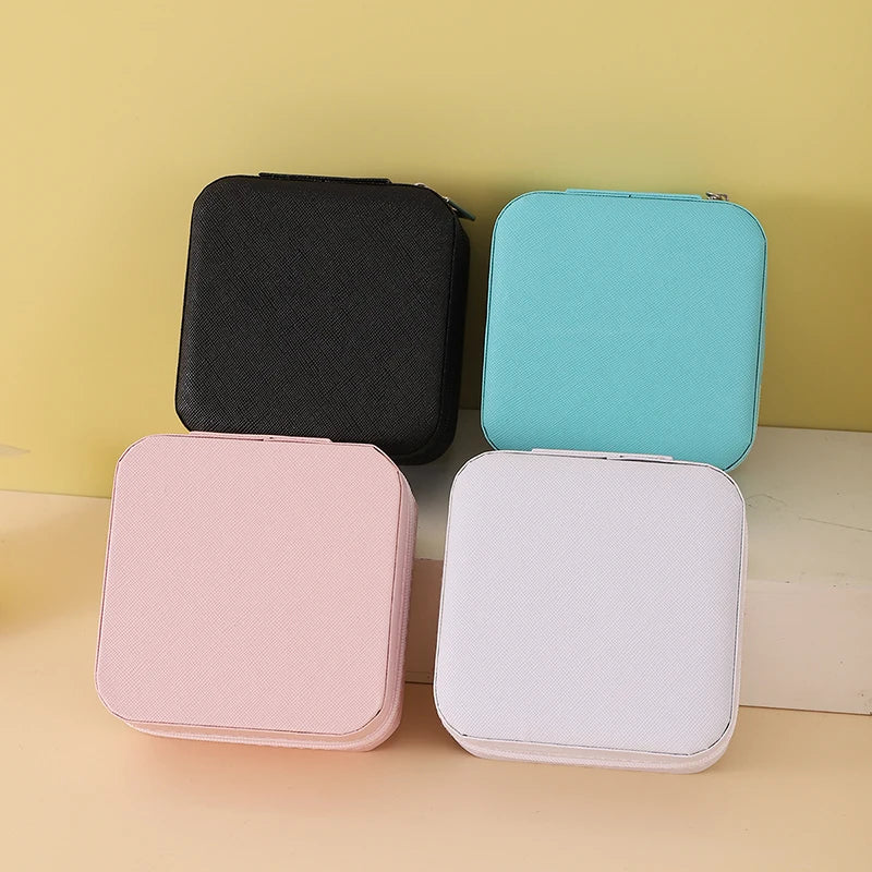 Portable Jewelry Storage Box Travel Organizer Jewelry Case Leather Storage Earrings Necklace Ring Jewelry Organizer Display