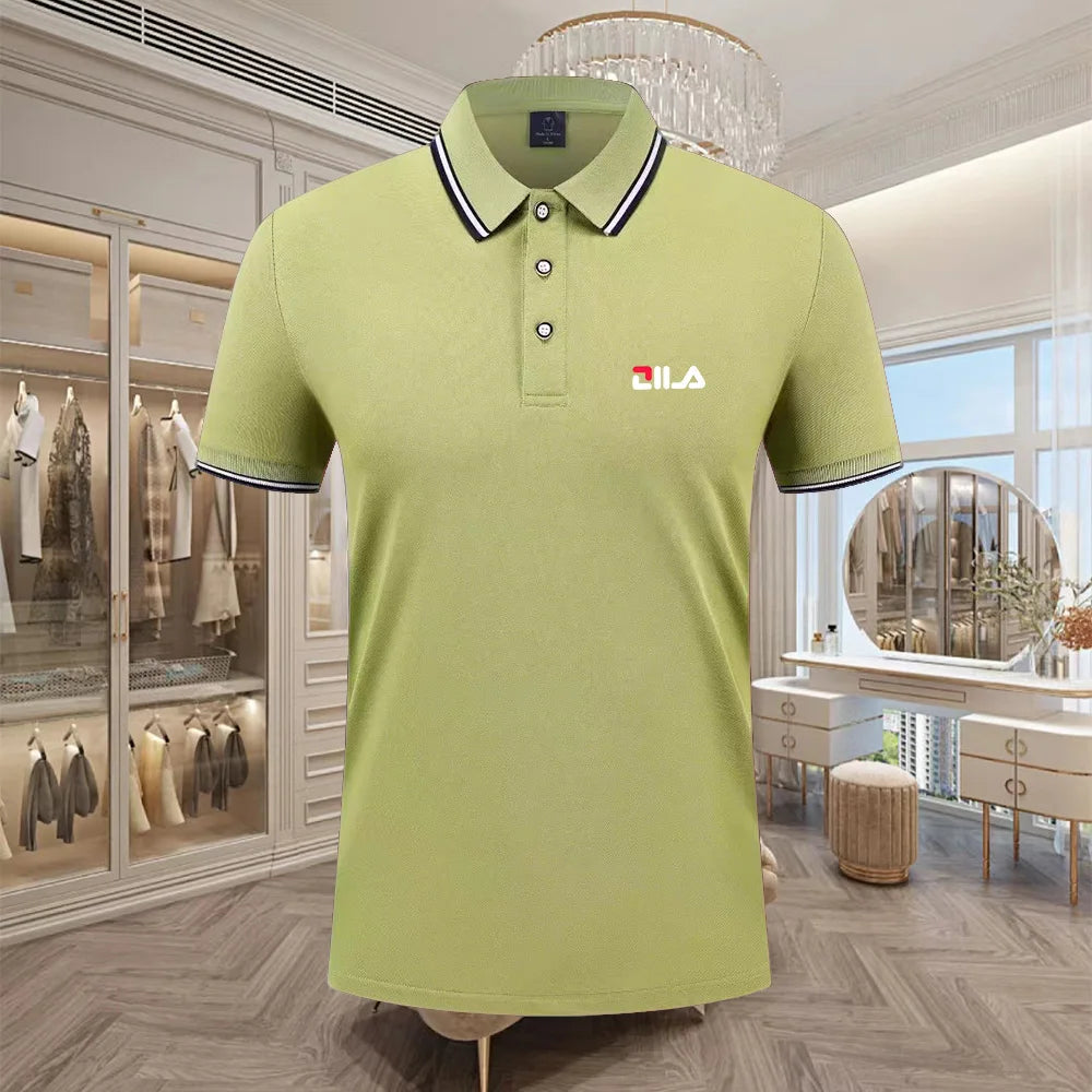 Classic Men Short Sleeve Polo Shirt 100% Mercerized Cotton Breathable Summer Golf Business Casual Athletic Tops