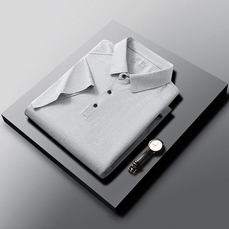 Mens Heathered Polo Shirts Short Sleeve Casual Business Golf Shirt Breathable Quick Dry Lightweight Summer Tops for Men