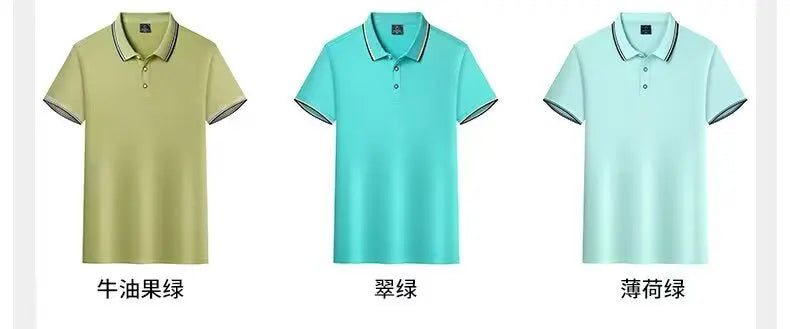 Classic Men Short Sleeve Polo Shirt 100% Mercerized Cotton Breathable Summer Golf Business Casual Athletic Tops
