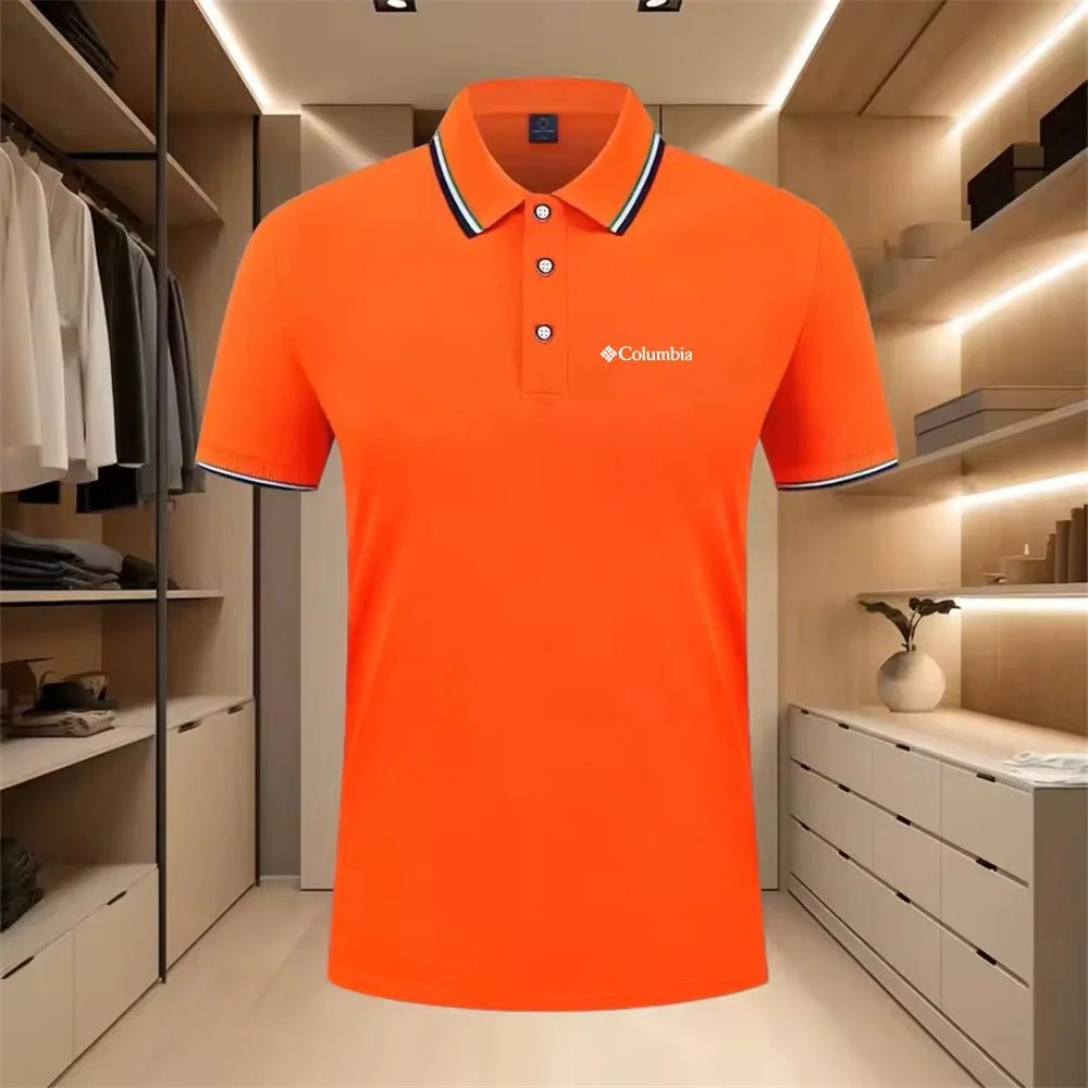 Men'S Casual Short Sleeve Polo Shirt with Print Striped Color Block Design Sporty Style Collared Golf Shirt for Summer