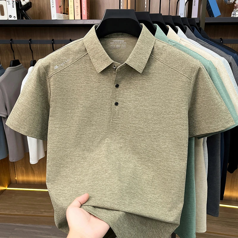 Mens Heathered Polo Shirts Short Sleeve Casual Business Golf Shirt Breathable Quick Dry Lightweight Summer Tops for Men