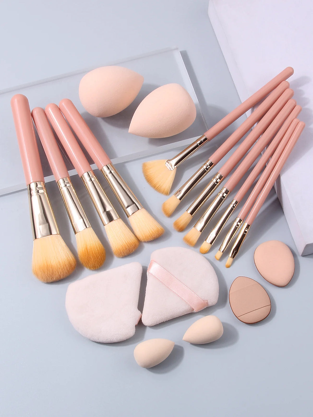 20/14/1PCS Professional Makeup Brush Set: 11 Brushes, Makeup Sponges, Powder Puffs, and Makeup Buckets