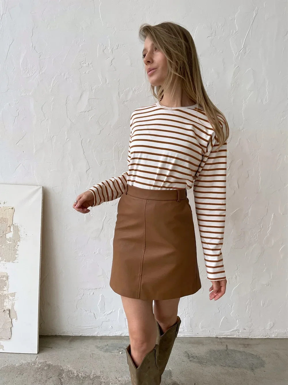 Wolfeel 2025 Summer Long Sleeve Striped T-Shirts Women Basic Casual Tops Female Cozy Loose Cotton Tees Harajuku T Shirt New