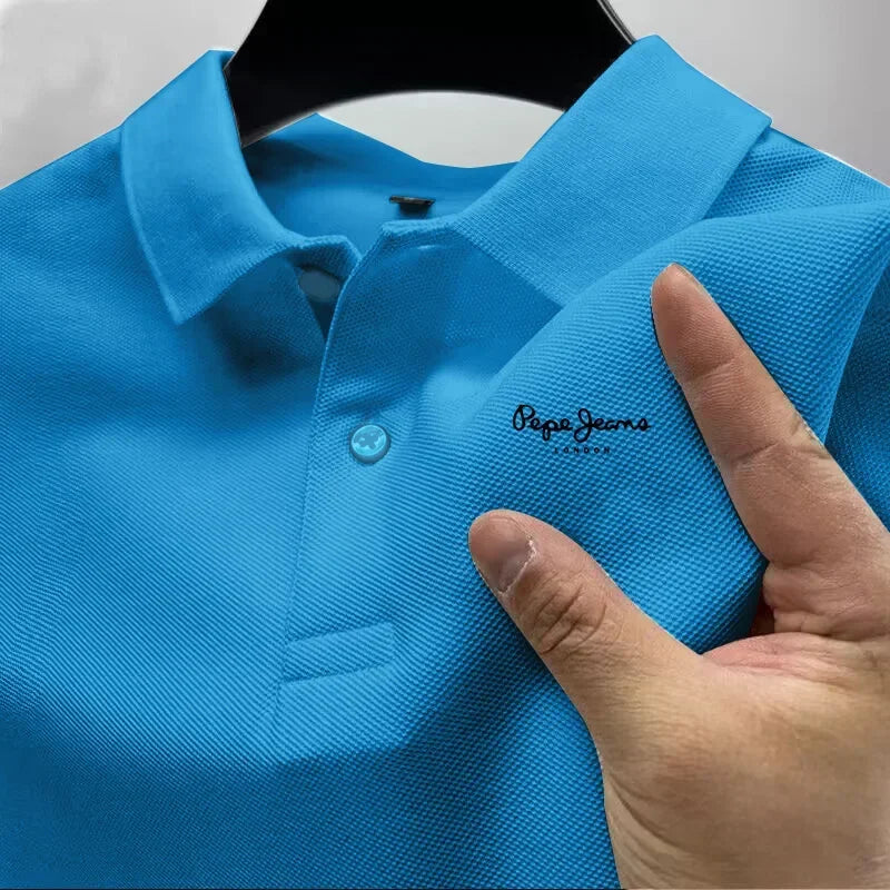 Men's Short Sleeve Polo Shirt  New Business Casual Breathable Top Fashion Summer Golf Solid Color Polos
