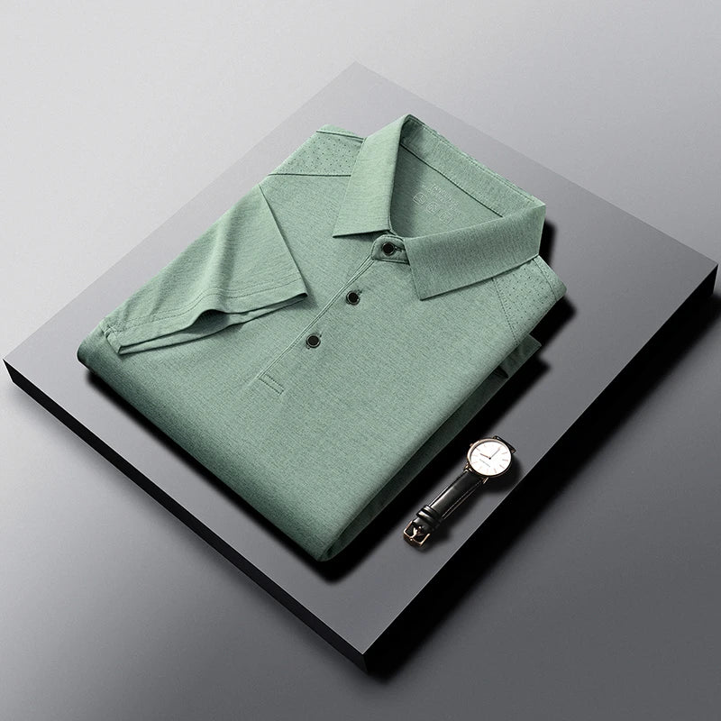 Mens Heathered Polo Shirts Short Sleeve Casual Business Golf Shirt Breathable Quick Dry Lightweight Summer Tops for Men