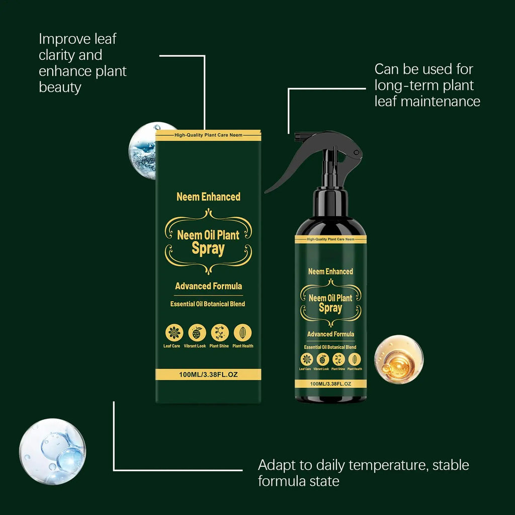 Neem Oil Plant Spray Leaf Cleaner Shine Indoor Outdoor Plants Leaf Nutrient Supplement Long Lasting Protection Plant Health Care