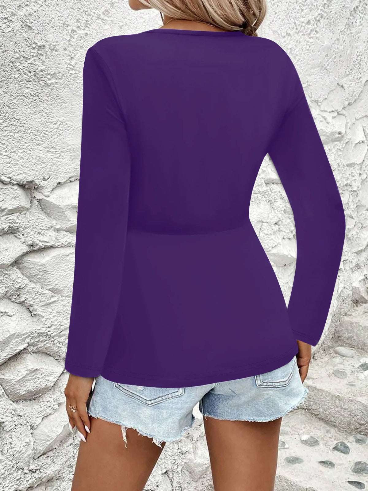 2025 New Women'S Long Sleeve T Shirts Fall Casual Tops Trendy Kink Solid Colors Blouses Autumn Pullover Clothes Camiseta Mujer
