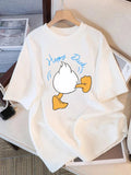 Funny Happy Duck T Shirt Women Men Donald Duck Graphic Tee Summer Short Sleeve Casual O-Neck Harajuku Streetwear Fashion Tops