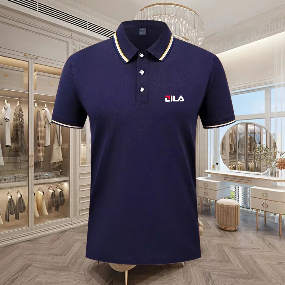 Classic Men Short Sleeve Polo Shirt 100% Mercerized Cotton Breathable Summer Golf Business Casual Athletic Tops
