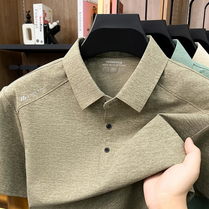 Mens Heathered Polo Shirts Short Sleeve Casual Business Golf Shirt Breathable Quick Dry Lightweight Summer Tops for Men